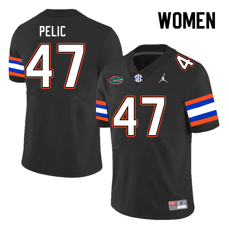 Women #47 Justin Pelic Florida Gators College Football Jerseys Stitched-Black